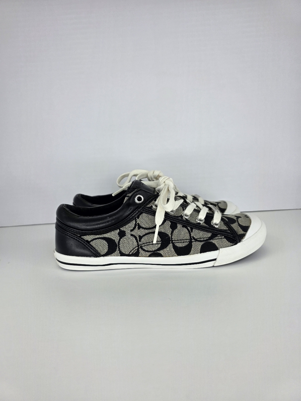 Y2K COACH Women's Francesca C Signature Logo Black Gray Sneakers Size 7.5B - Picture 6 of 16